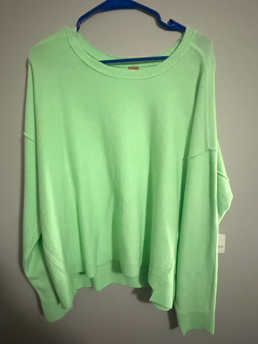 Free People Cashmere Green Crewneck Pullover Large NWT $148 retail